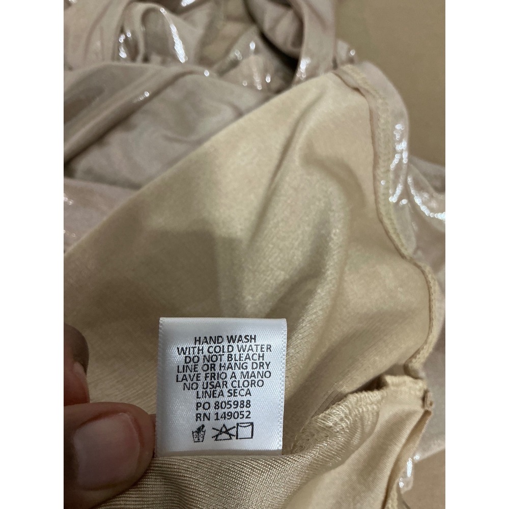 Fashion Nova Katia Metallic Champagne Halter Cutout Maxi Dress Size L Glam Party - Picture 10 of 10